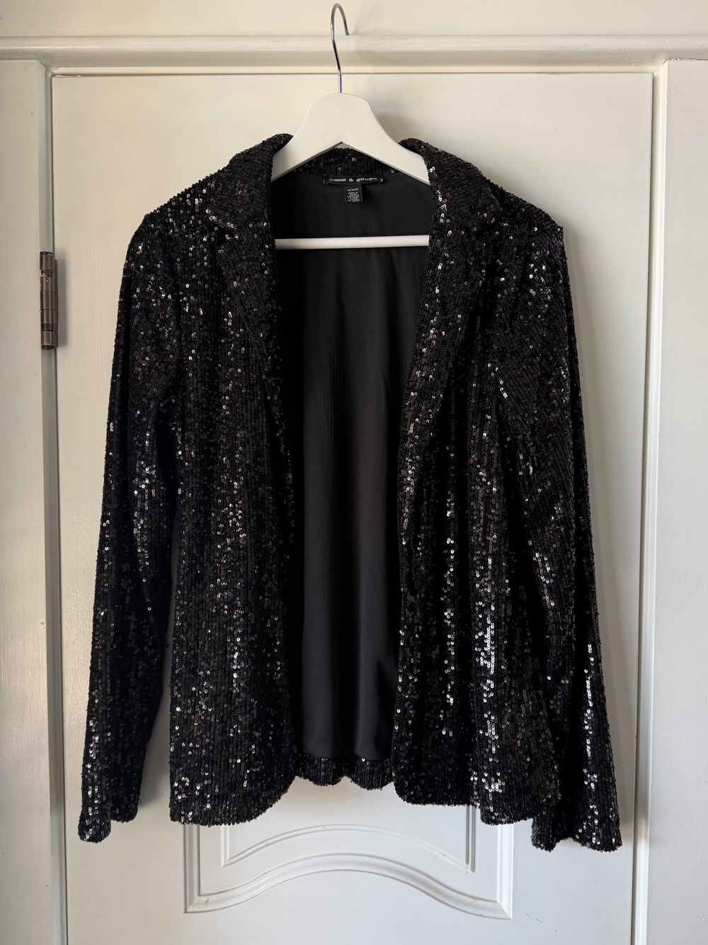 Cable & Gauge Black Sequin Open-Front Blazer